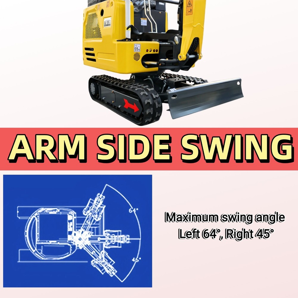 Mini Excavator Kubota D722 Engine Side Swing with 11 attachments Free Ship