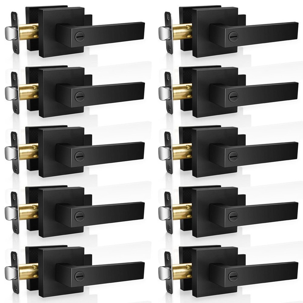 Onateel Privacy Door Levers, 10 Pack Matte Black Handles, 10 Pack,
