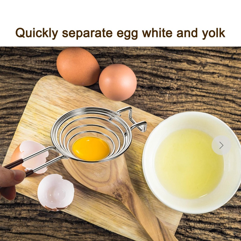 Egg Separator Stainless Steel Egg Yolk Separator with Rubber Handle Baking Tool