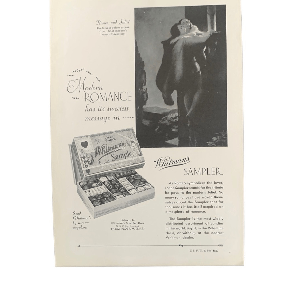 Vintage 1932 Whitman’s Sampler Modern Romance Ad Advertisement