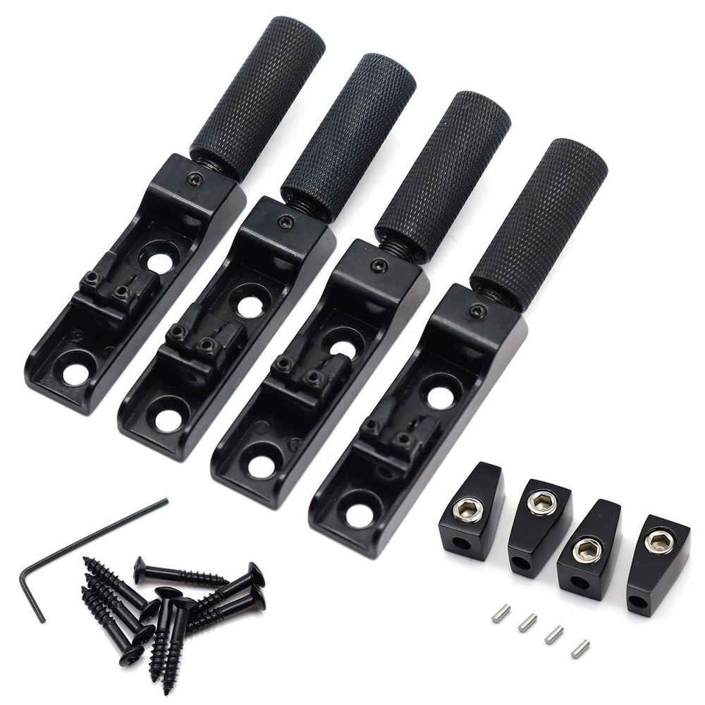 4 String Single String Bass Bridge Headless Individual Bridges and Nuts Black