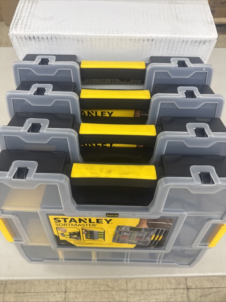 Stanley STST14022 SortMaster Junior Organizer 14 Compartment Storage Box 4 Pack