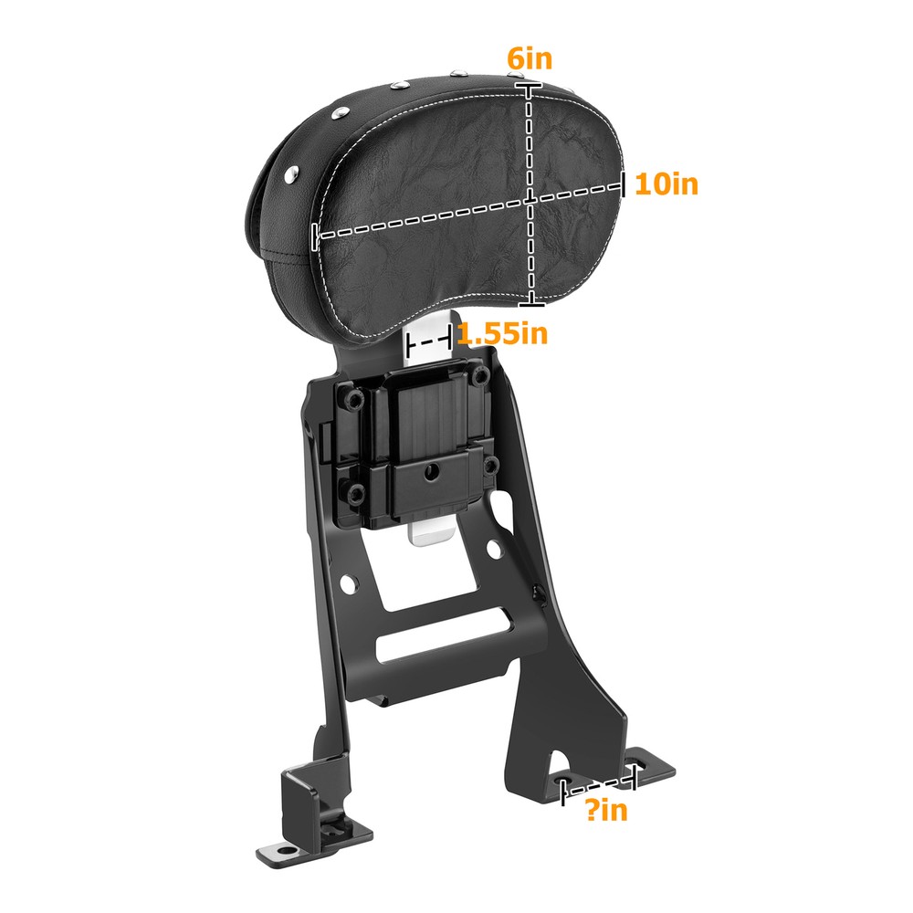 Plug-In Adjustable Studded Driver Backrest w/Mount Bracket For Indian Chieftain