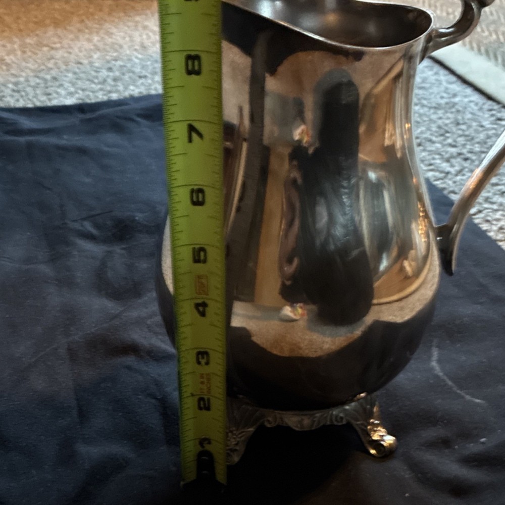 Victorian Style Silverplate Pitcher Ornate Handle & Feet