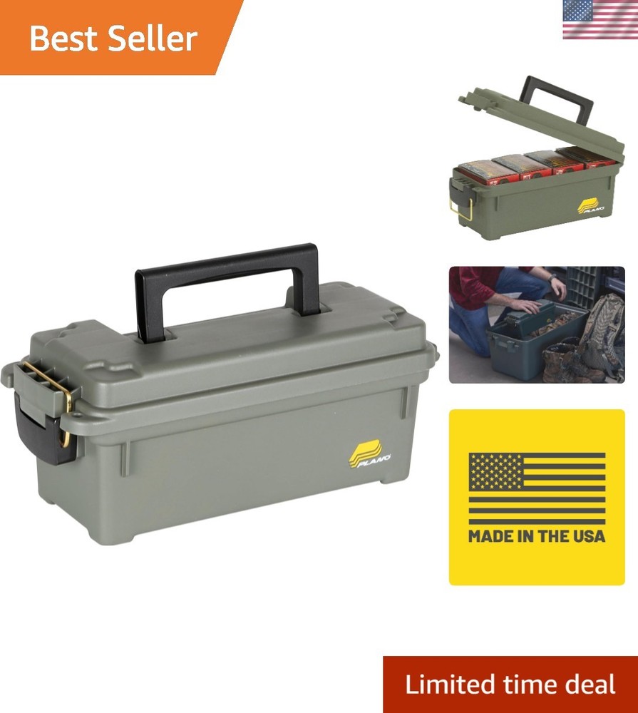 Water-Resistant Compact Field Ammo Box with Durable Plastic & Lockable Closure