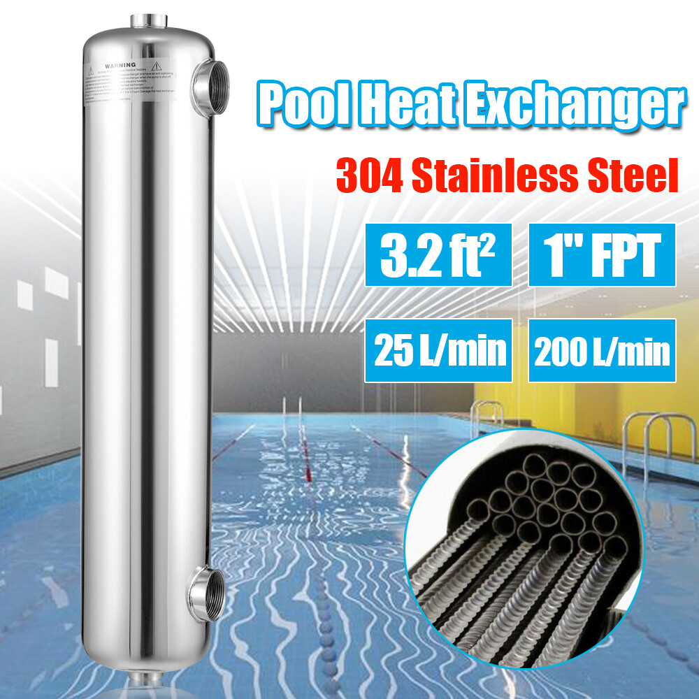 Tube and Shell Heat Exchanger 400kBtu 304 Stainless Steel for Spa Heat Recovery