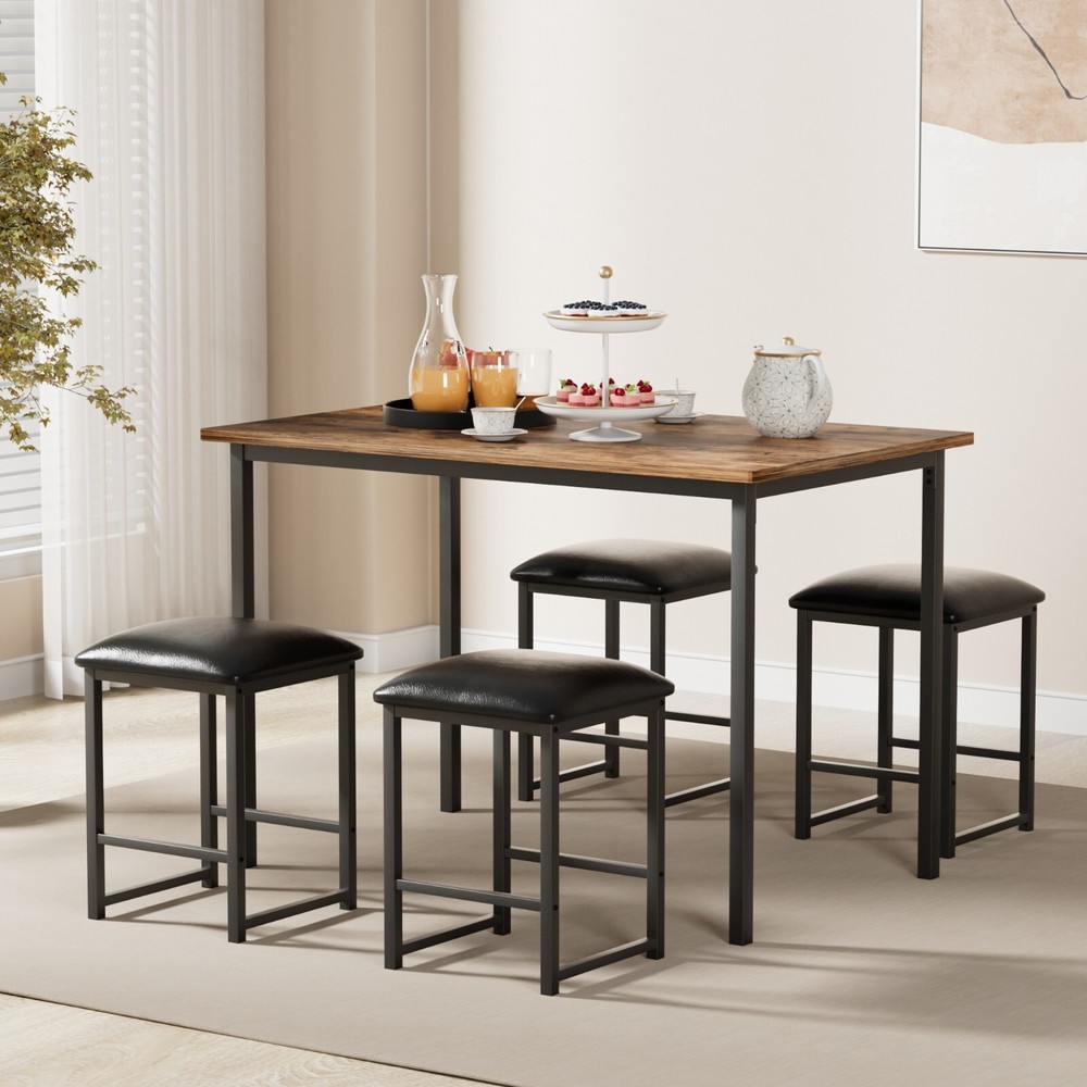 Dining Table Set for 4 Small Space Kitchen Breakfast Table Chairs Set, 4 Stools