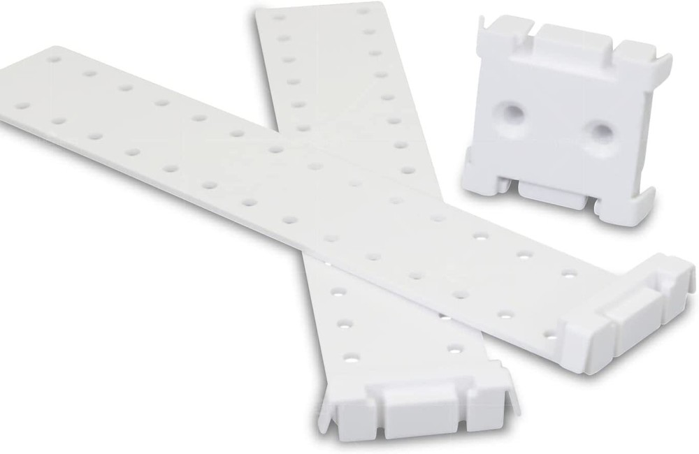 Outlet Box Replacement Kit-2 Mounting Brackets and 1 Interlocking Clip White ABS