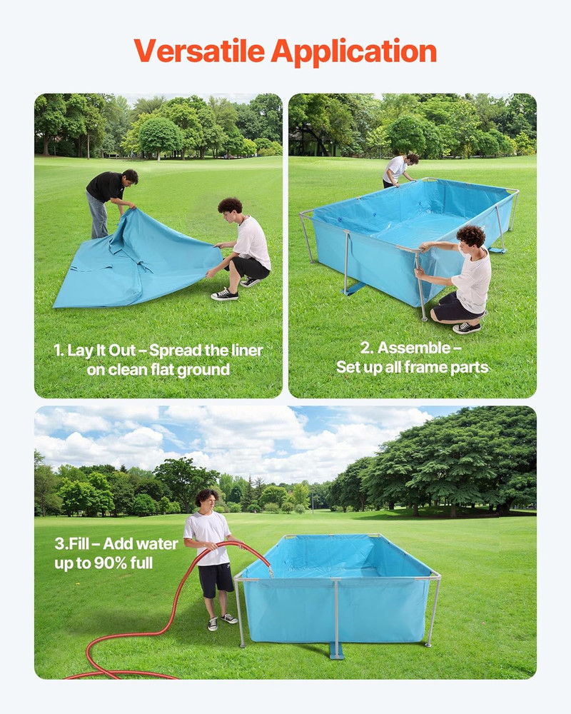 Easy Assembly Rectangular Above Ground Pool, 118"x78"x30", 1046 Gallons