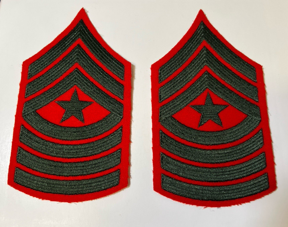 Vintage USMC Sergeant Major Patch Pair Dress Greens NOS