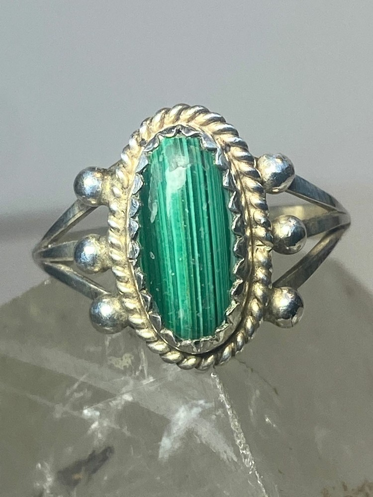 Malachite ring sterling silver pinky Navajo southwest
