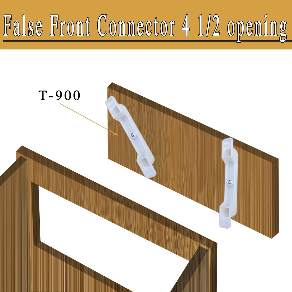 2 Sets (4 clips) False Front Connector False Front Cabinet Clips 4 1/2 Openin