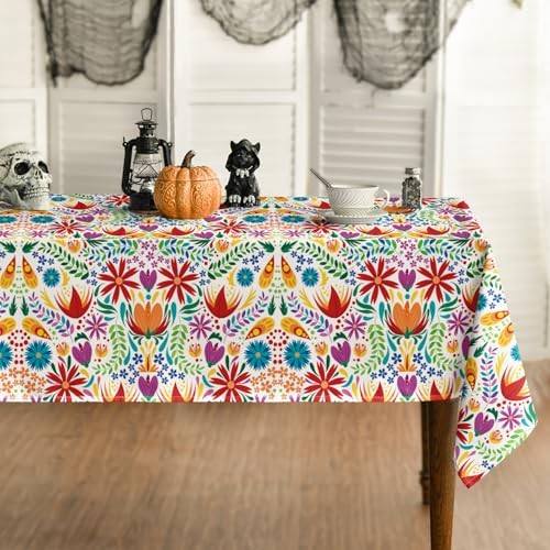 Mexico Tablecloth 60x104 Inch Rectangular, 60" x 104" (Rectangular) White