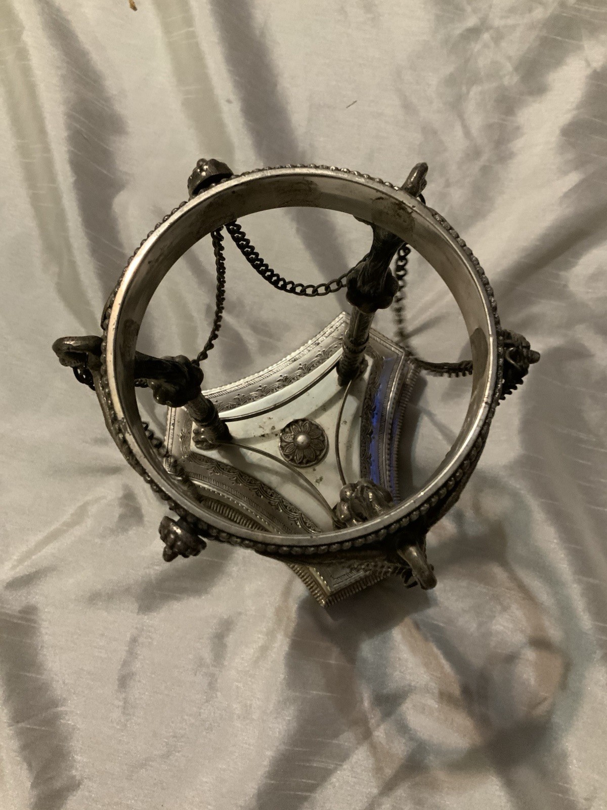 Ornate Swan Centerpieces Silver Candle Holder Stand Bird Vulture 10 x 4"Vase Orb