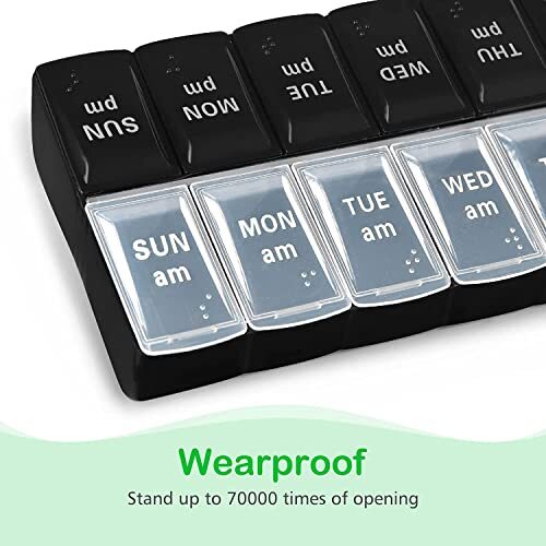 Large Pill Organizer Weekly Pill Box AM/PM 7 Day Pill Storage Container