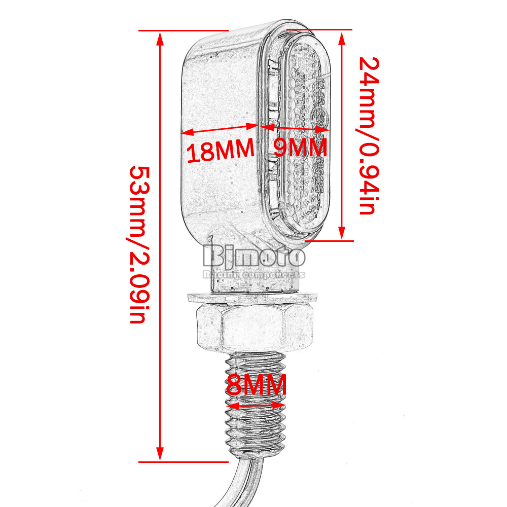 Motorcycle LED Turn Signal Light 8mm Bolt Indicator Amber Blinker Universal