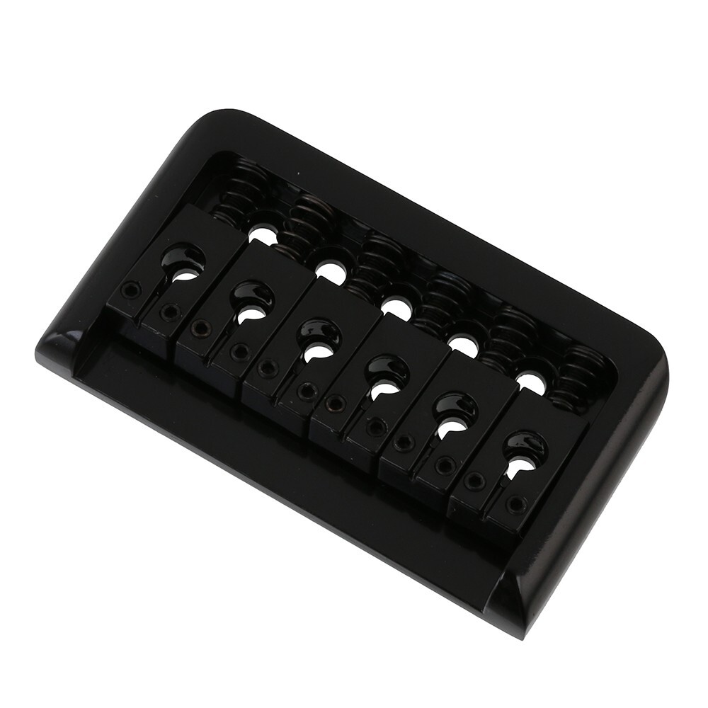 String Thru Fixed Bridge w/ Round Hole Saddle Hard Tail Guitar Bridge Black