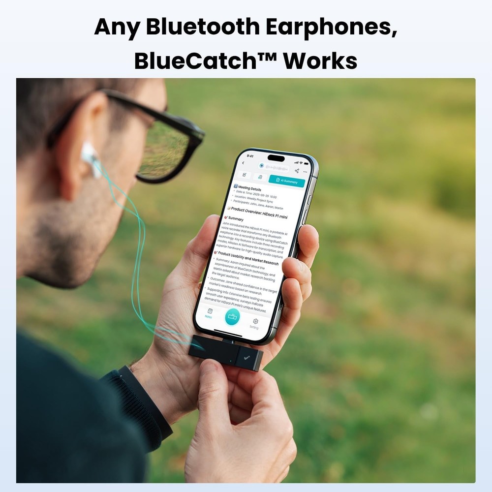 HiDock P1 mini AI Voice Recorder: Smart Recorder Work with Gray