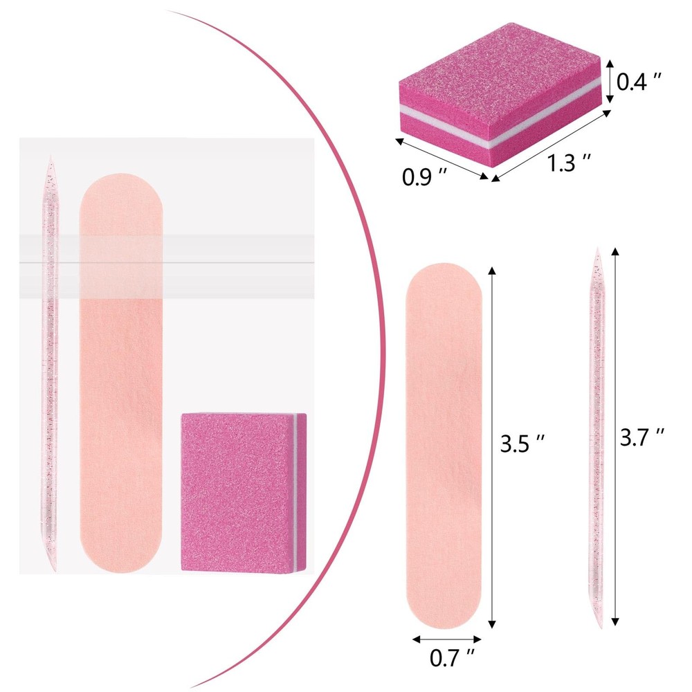 24 Sets Disposable Manicure Kit, Individually Package Nail 24-Sets, pink