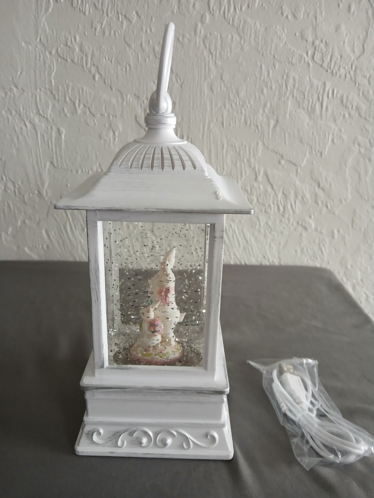 Easter Bunny Snow Globe Lantern With USB New In Box