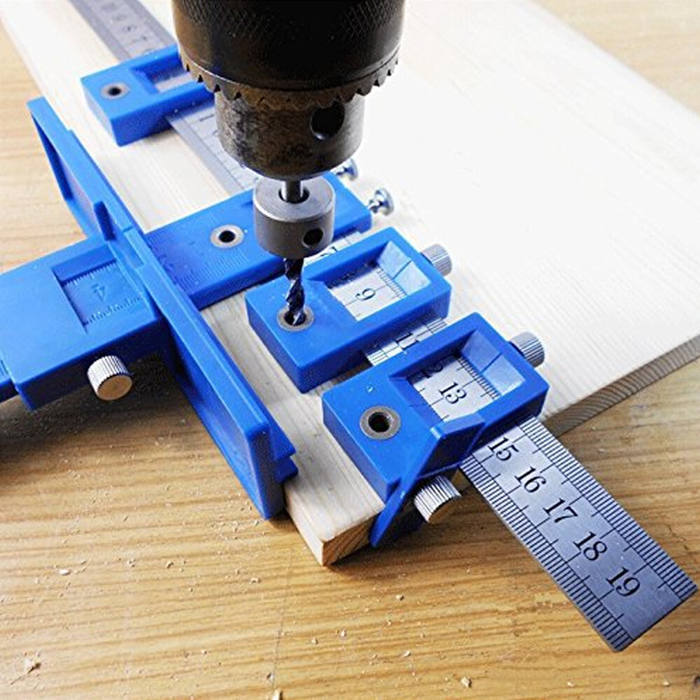 Adjustable Drill Template Guide Punch Locator Cabinet Hardware Jig Dowelling Kit