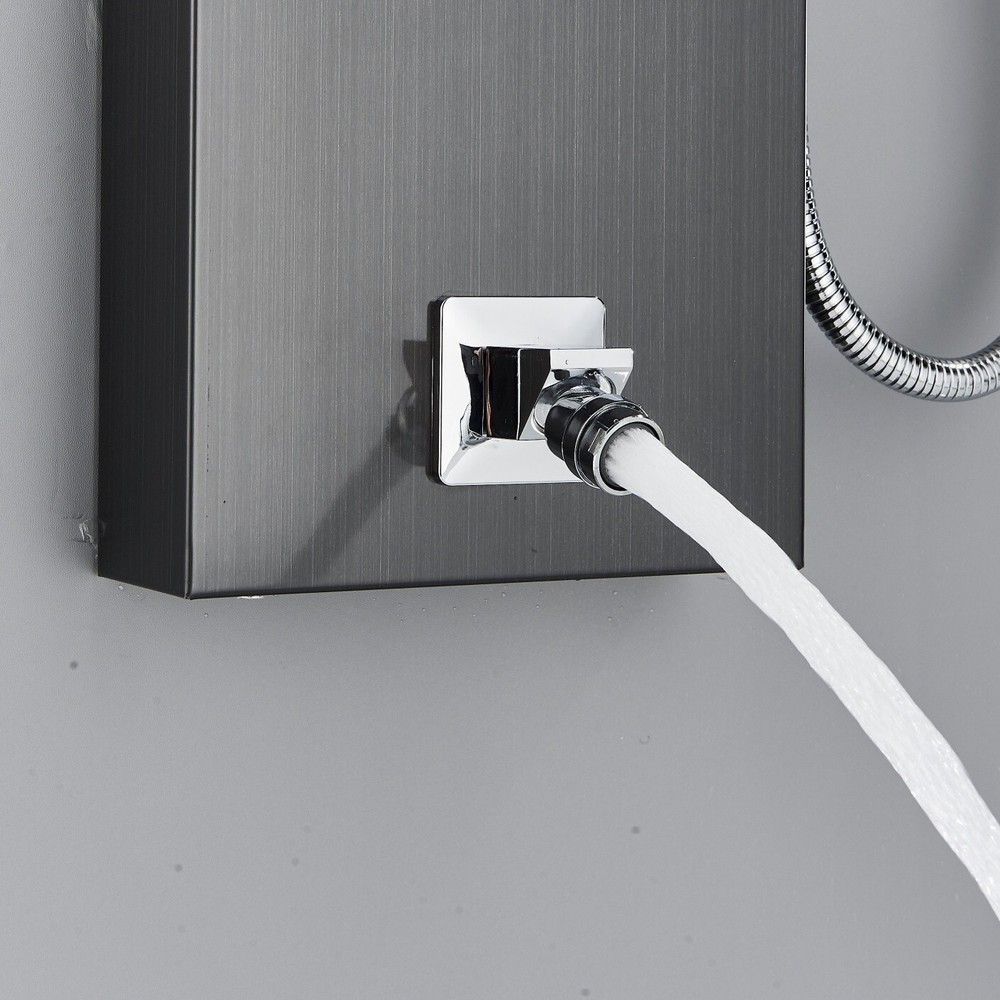 Black Shower Panel Tower System Stainless Steel Multi-function Massage Body Jets