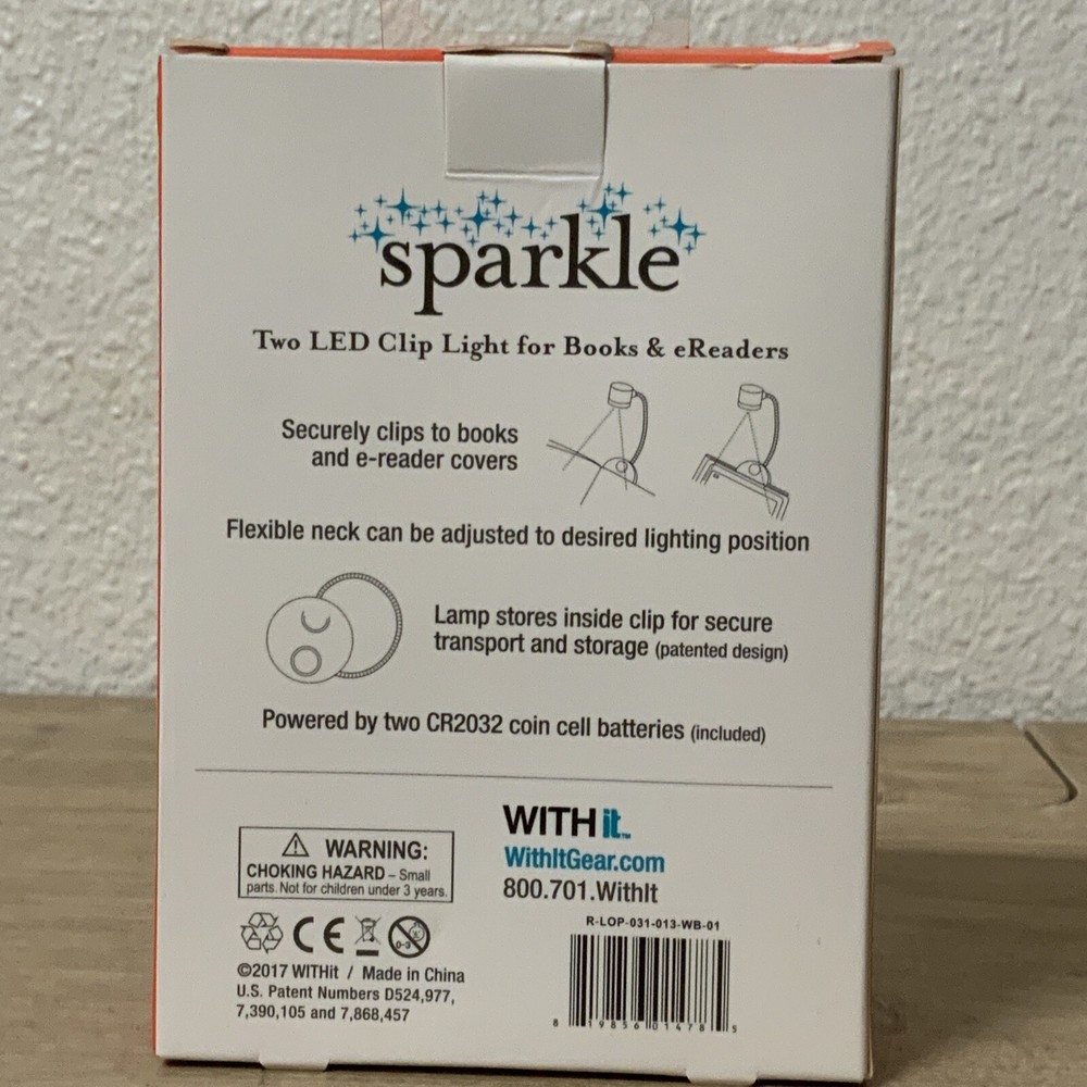 📀 Sparkle WITH iT Two LED Clip Light For Books & EReaders PURPLE