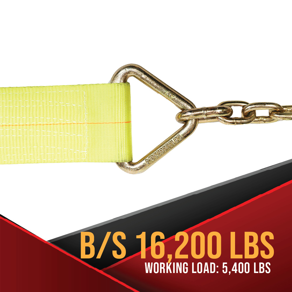 BoxerTool Winch Strap 4" x 30' Chain Hook 16,200lbs Heavy Duty Cargo 2 Pack