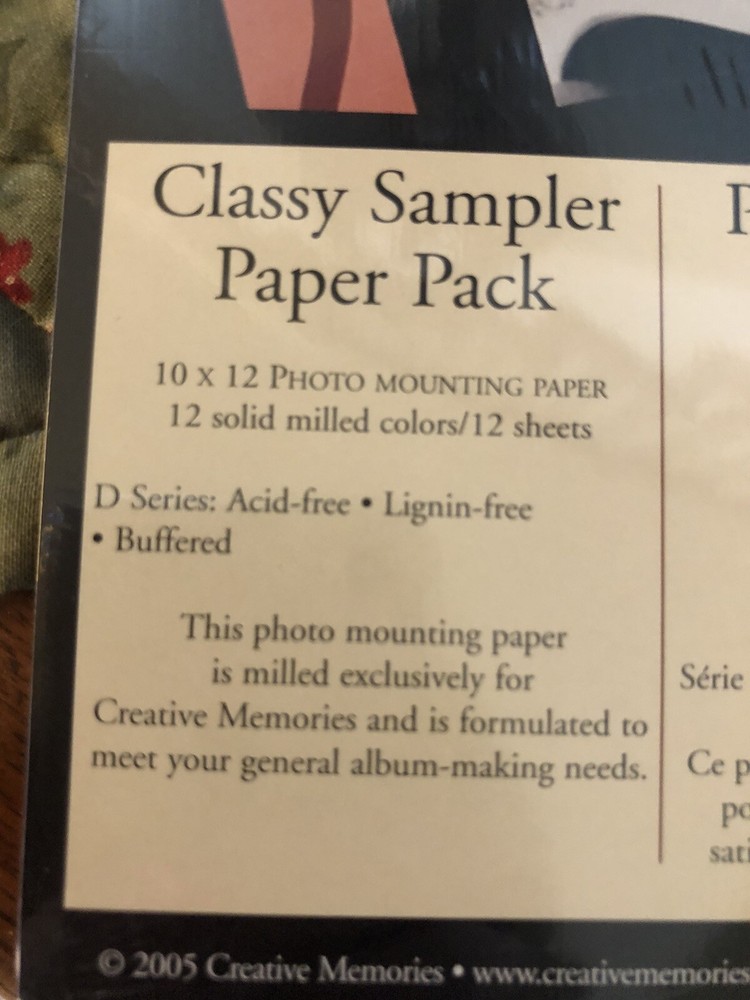 Creative Memories, Classy Sampler Paper Pack. 10x12. NIP