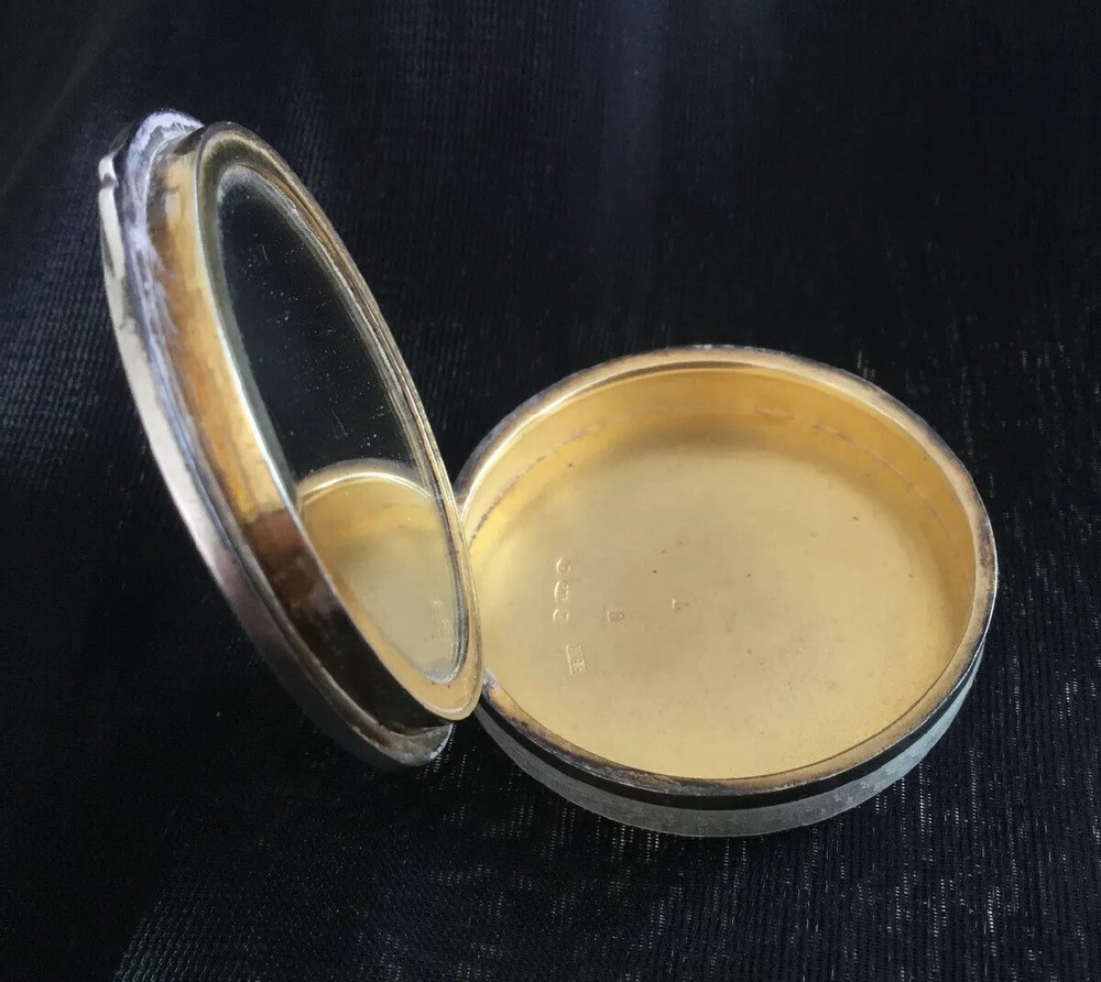 Silver and Enamel Snuff Compact or Pill Box .925 Glasgow Import Mark