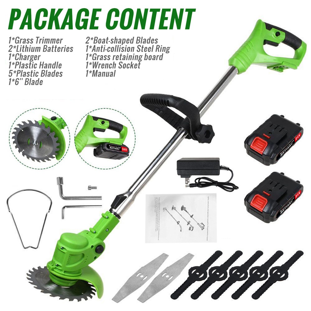 Electric Cordless Grass String Trimmer Lawn Edger Weed Wacker Cutter w/ Battery