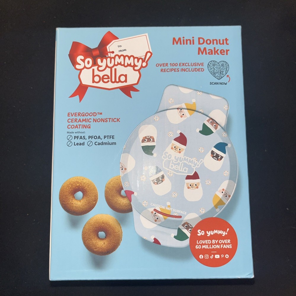 Bella Compact Mini Donut Doughnut Maker Dessert Nonstick Blue