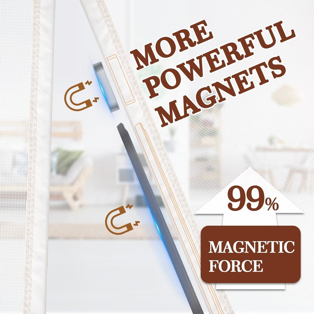 Adjustable White Screen Doors With Magnets Fit Doors Size Width 36" 40" Height 8