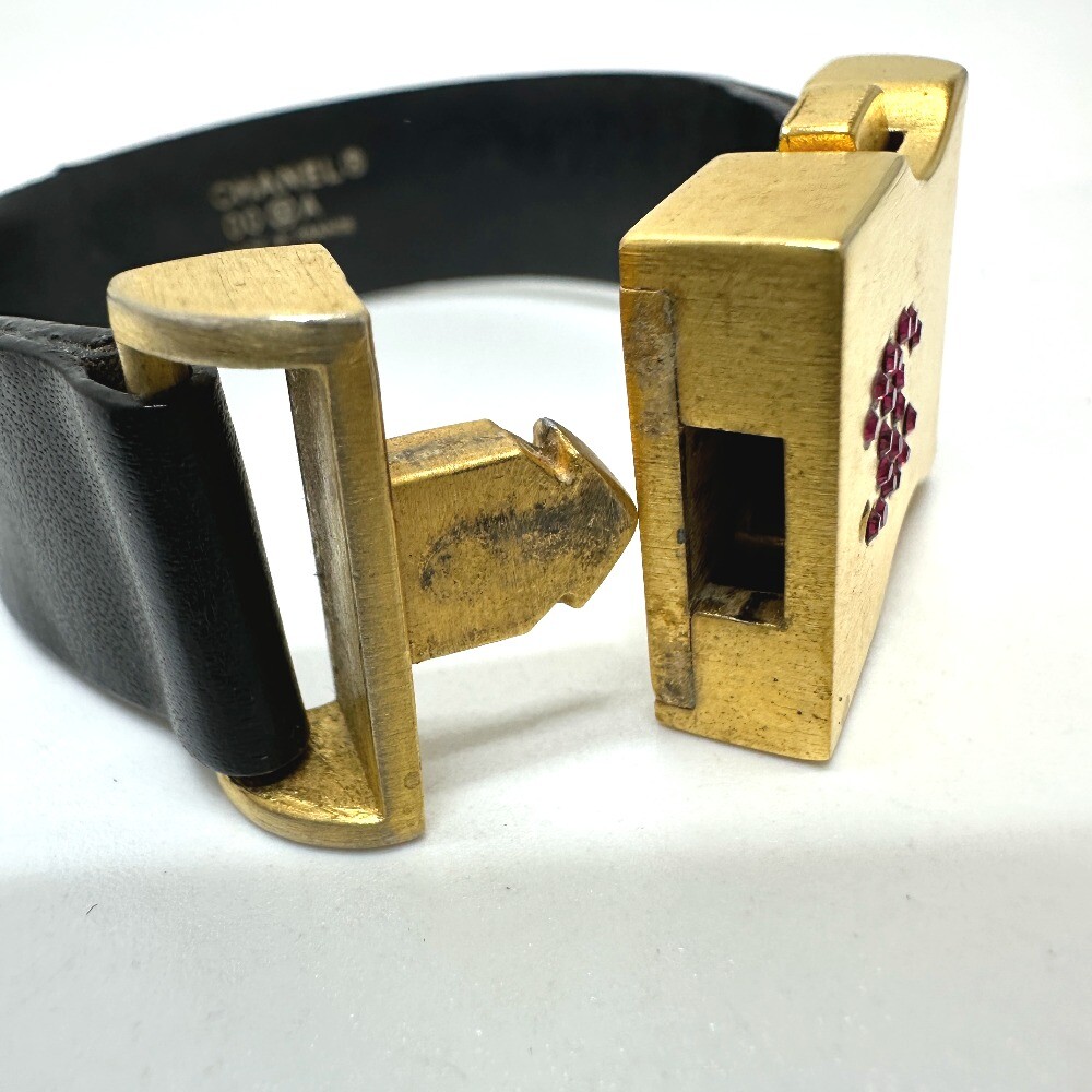 CHANEL CC Mark 00A Bracelet Gold Plated/Leather Black/GoldHardware