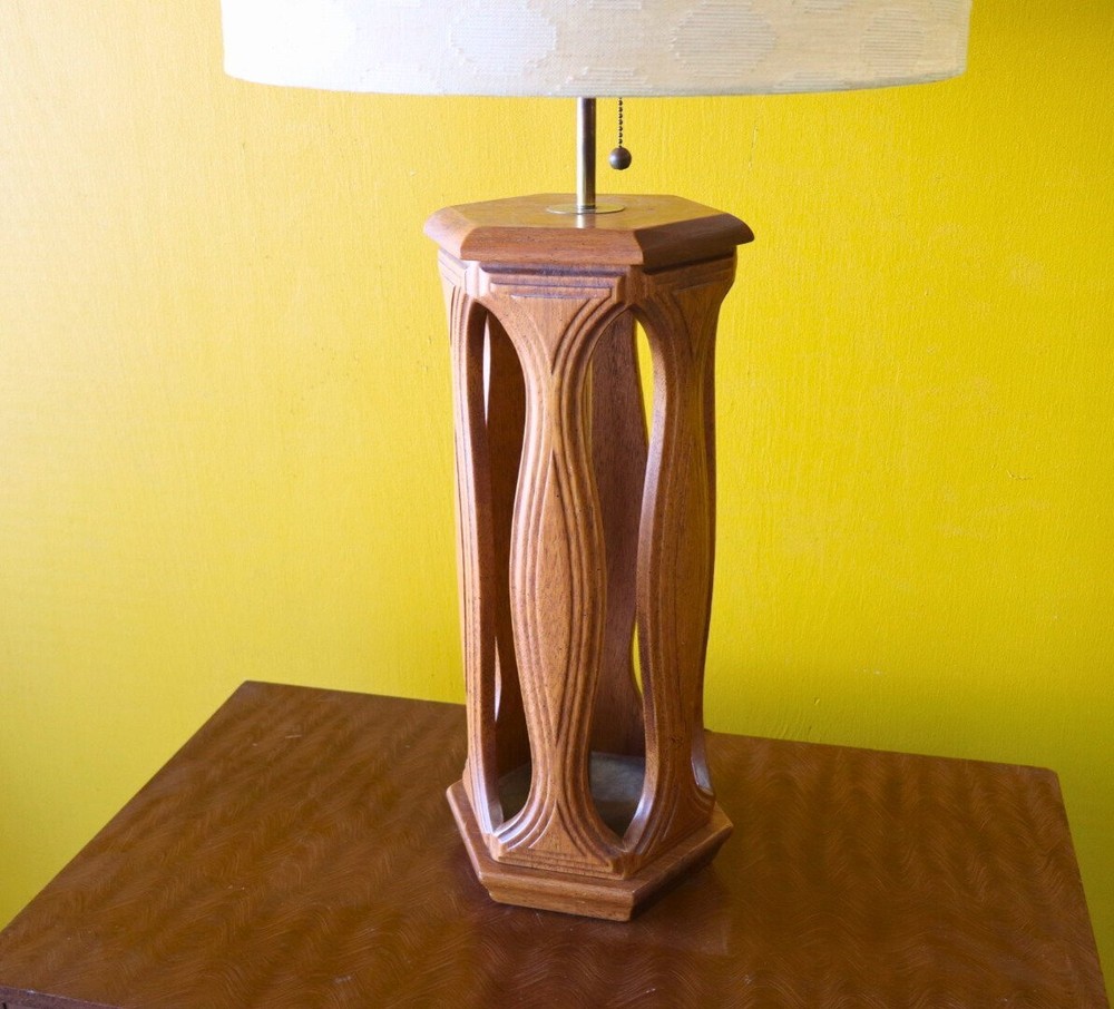 Large Mid Century Modern Table Lamp with Shade