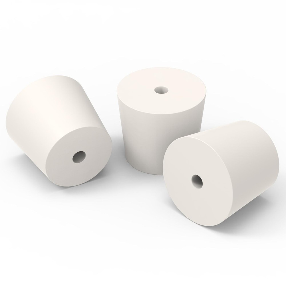 Solid Rubber Stoppers Single Hole Size 6 5 PCS Precision Tapered Lab Seal