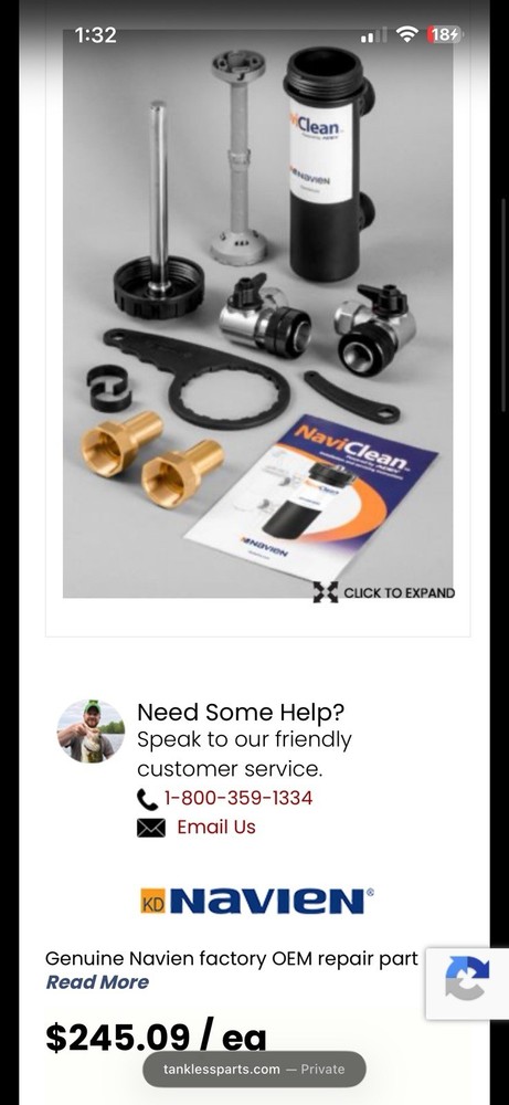 Navien NFB-200H Condensing Gas Combination Boiler 199,000 BTU Wi-Fi Low NOx