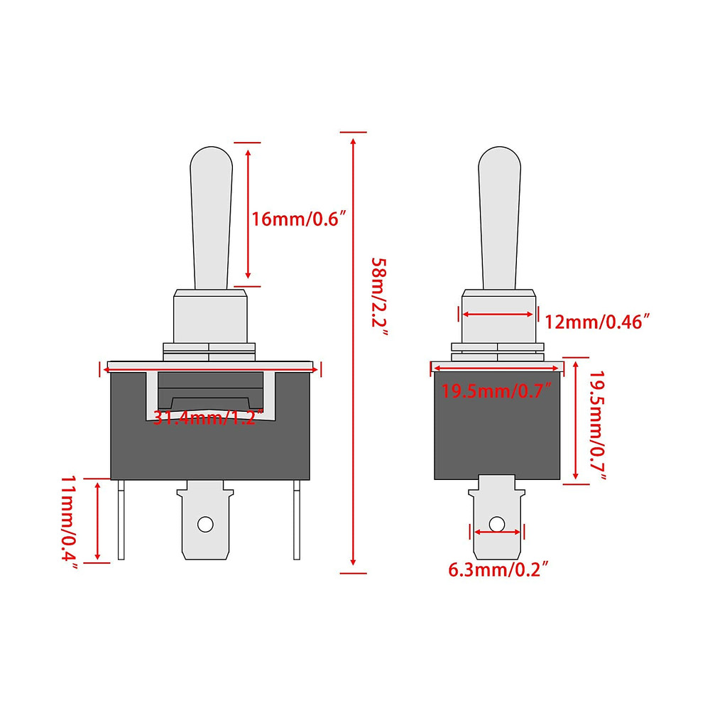 Toggle Switch With UP/Down Panel Momentary 16A 250V (ON)/Off/(ON) 3 Pin Switch