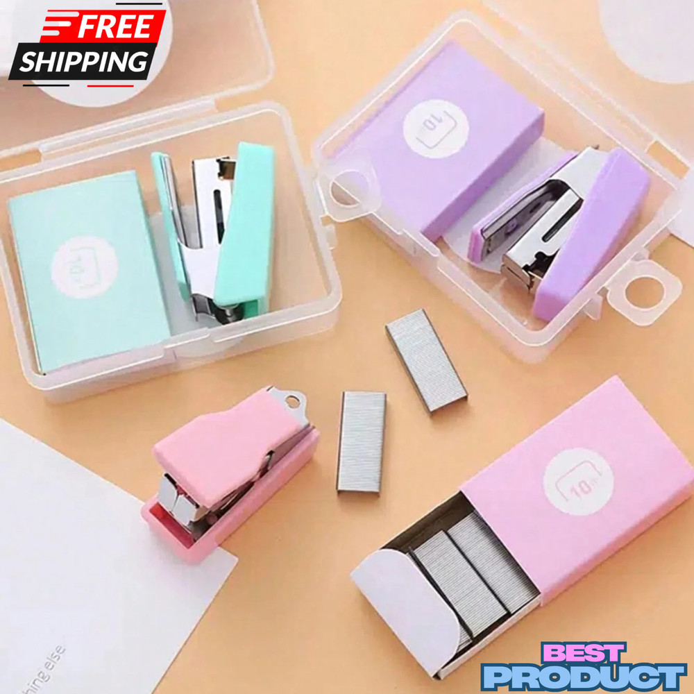 1 Pack Mini Stapler & Staples Cute Portable Small Office Study Stapler with Box