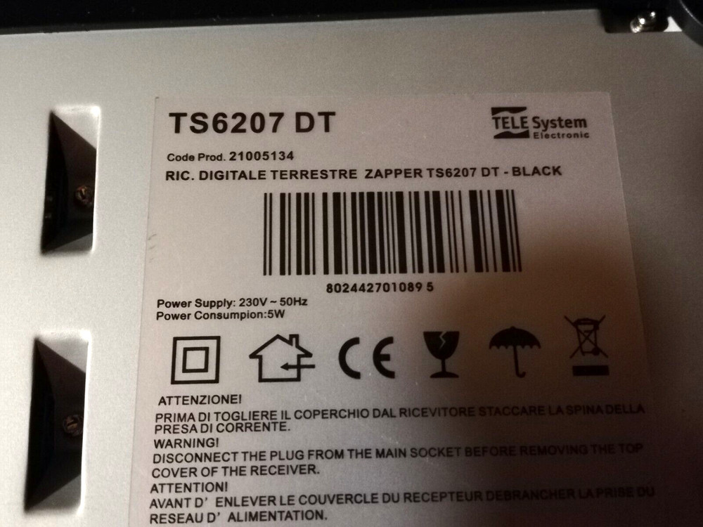 TELE SYSTEM DVB T-1 TS6207 - Digital Terrestrial Decoder with Remote Control - Black