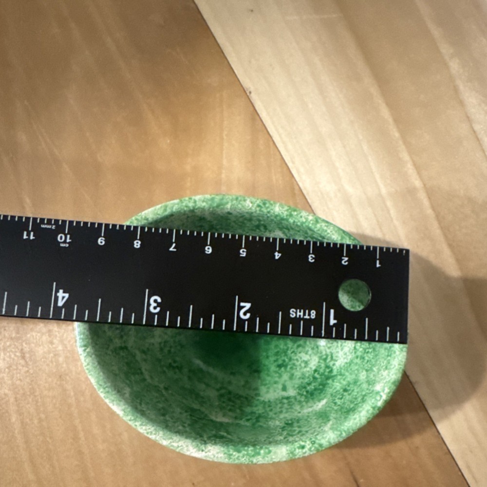 Small Green Speckled Oval Colander, Herb Stripper