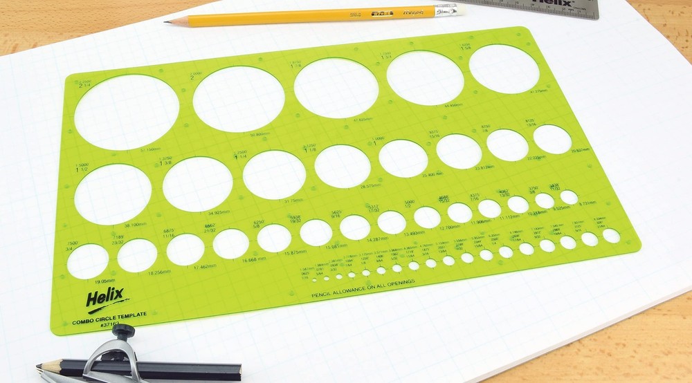 Helix - Combo Circle Plastic Drawing Template - Essential Drafting Tool for P...