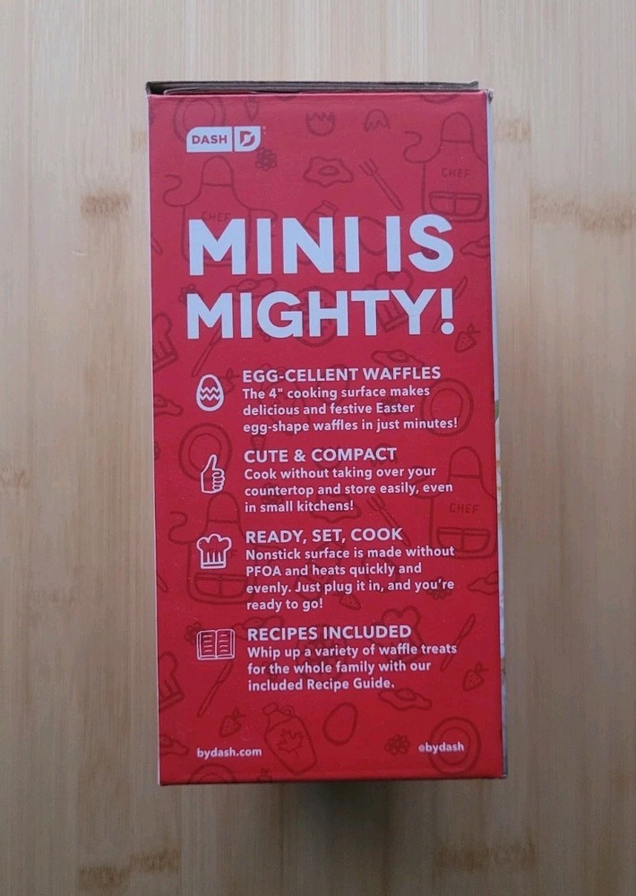 Dash Easter Egg Mini Waffle Maker Teal Green Non-Stick 4"