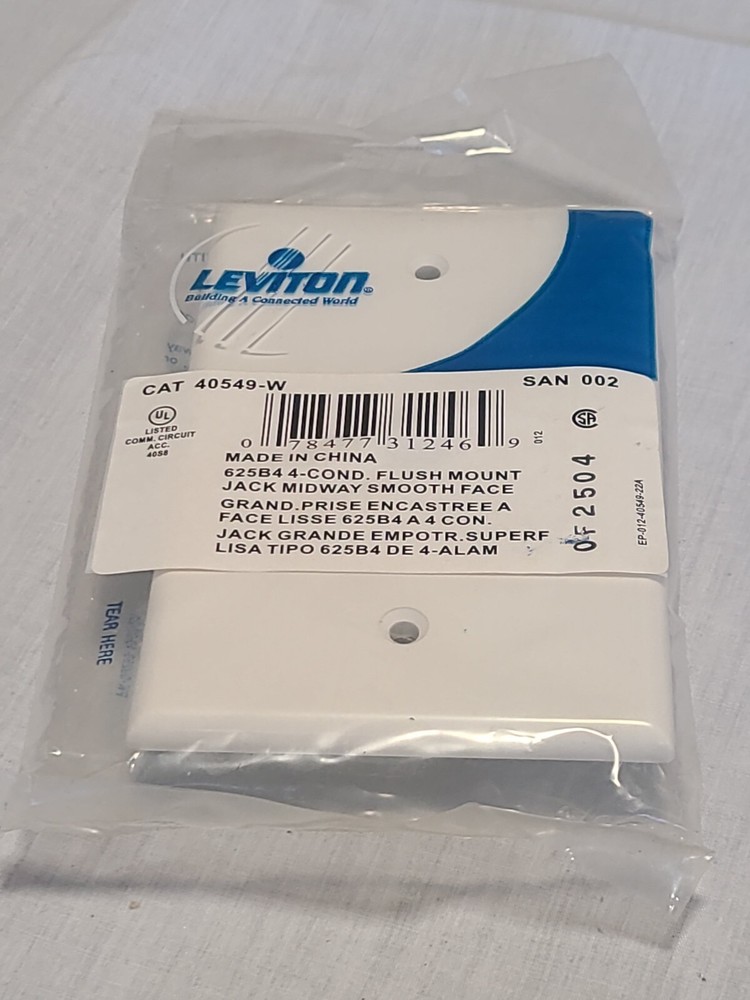 Leviton White 625B4-Cond. Flush Mount Jack Midway Smooth Face, 10 PACK..