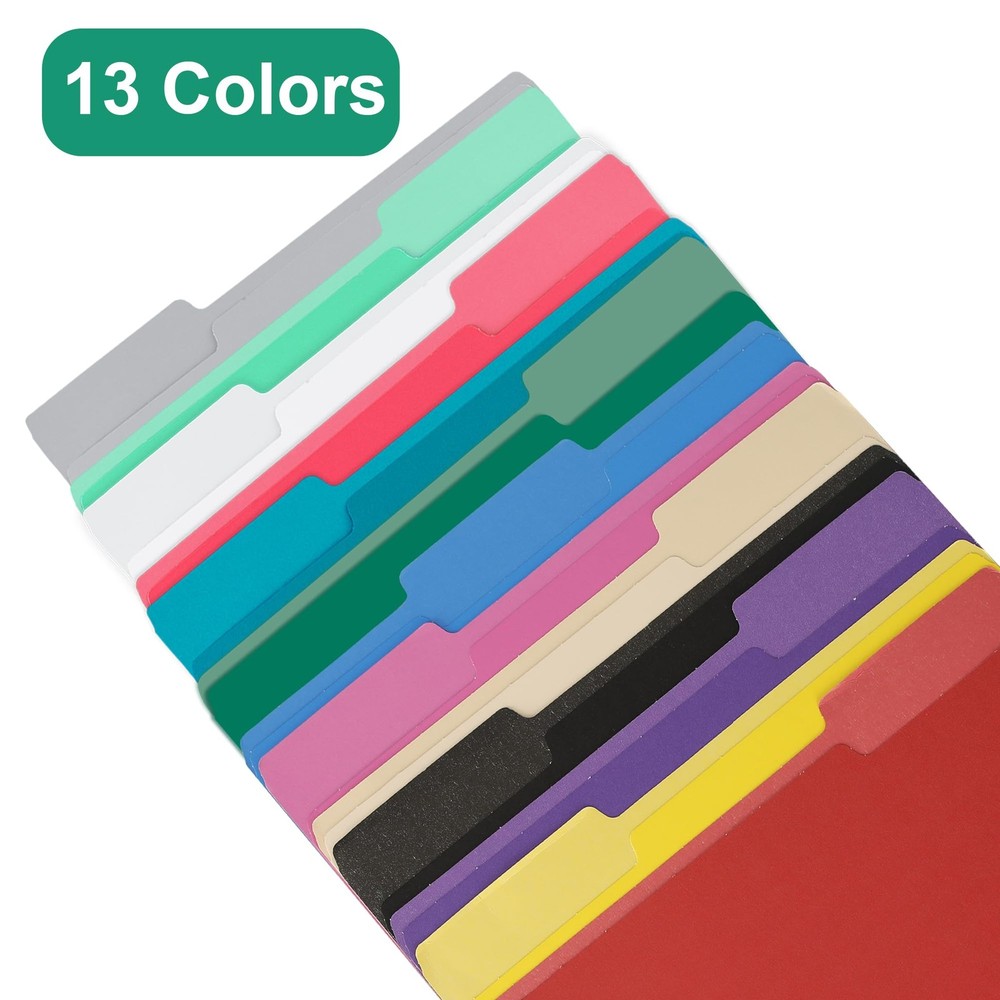 18 Pack White File Folders 1/3 Cut Tab Assorted Positions Letter Size Storage