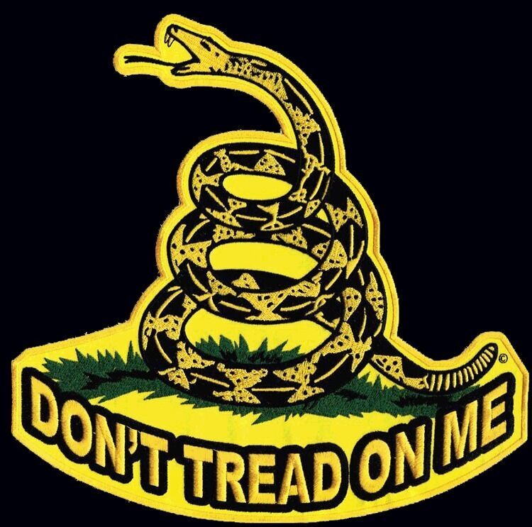 BOTTOM ROCKER WITH 10" DONT TREAD GADSDEN BACK PATCH. FOR VEST/JACKET