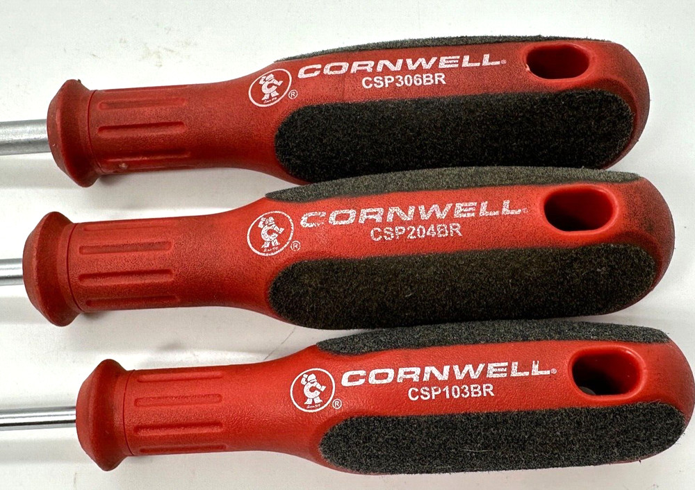 Cornwell Tools Phillips Tip Screwdriver Set Lot Red Fabric #1 #2 #3 Germany