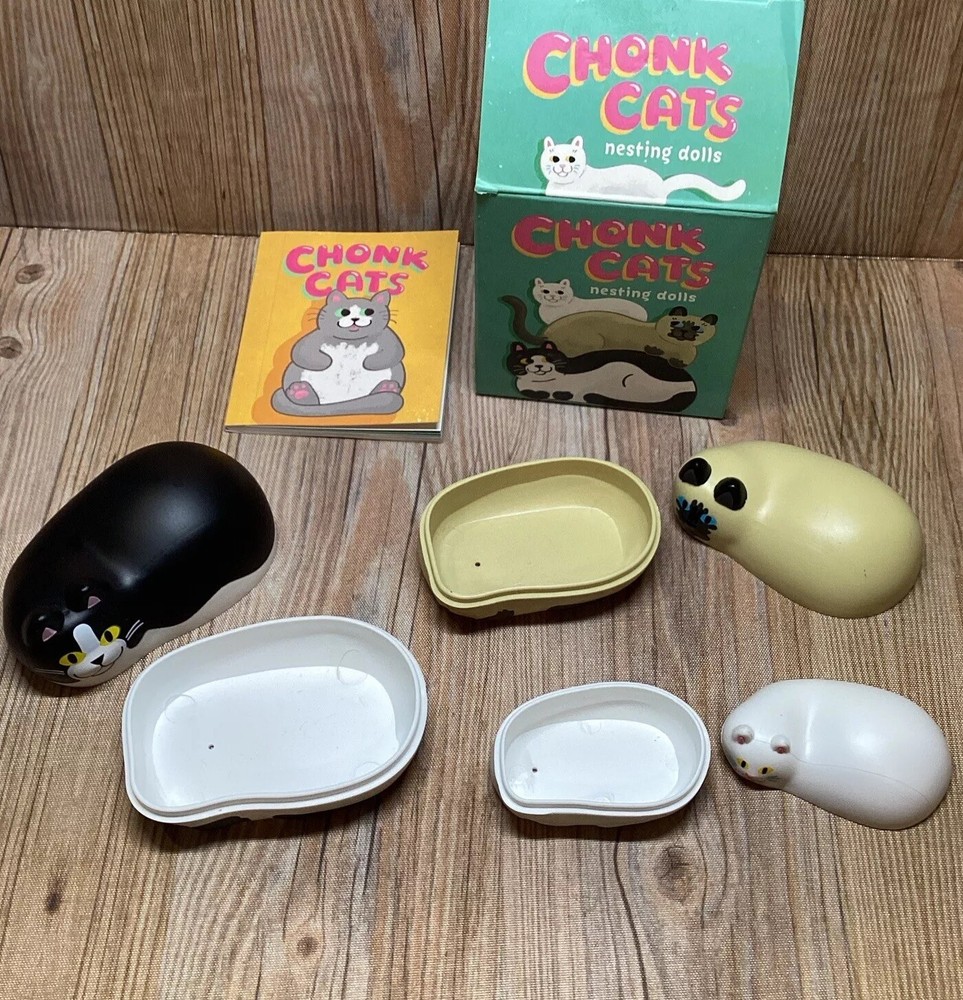 Chonk Cats 3 Pc Nesting Dolls With Mini Book