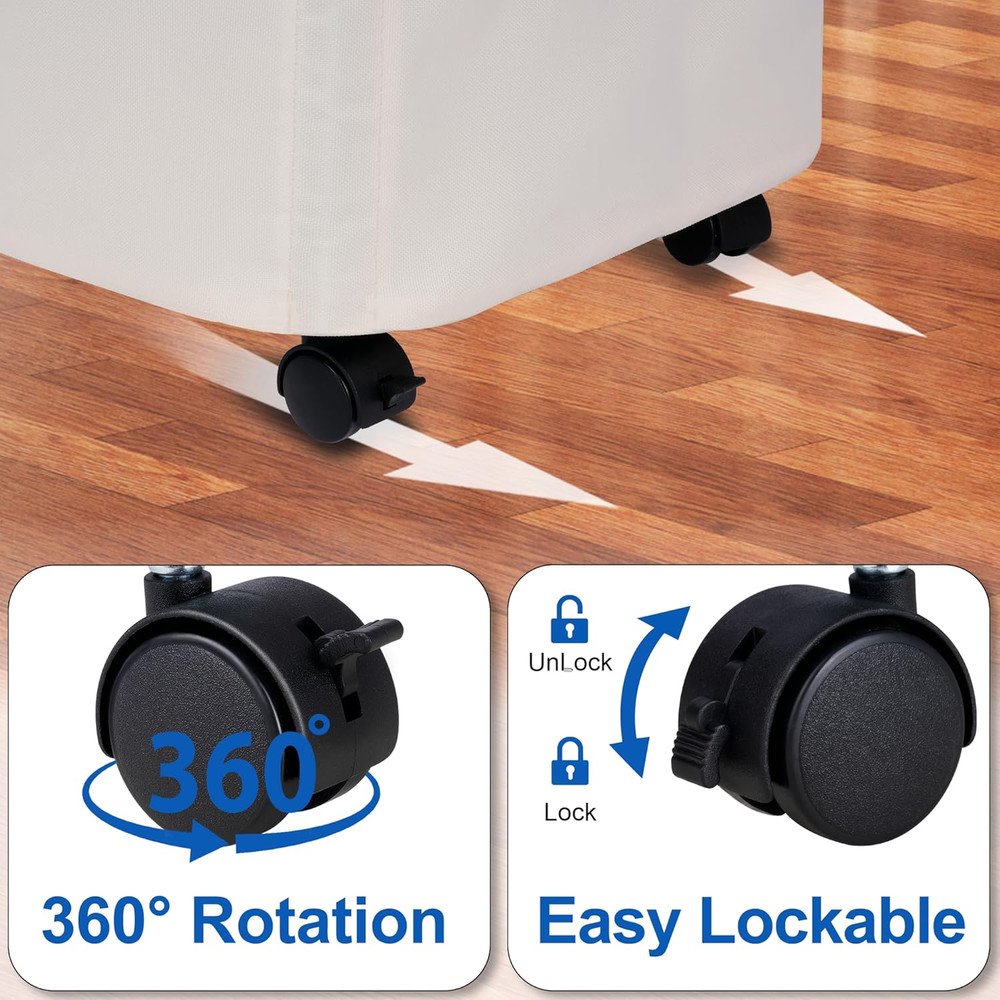 Slim Laundry Hamper with Lid and Wheels, Small Rolling Laundry Basket with Handl
