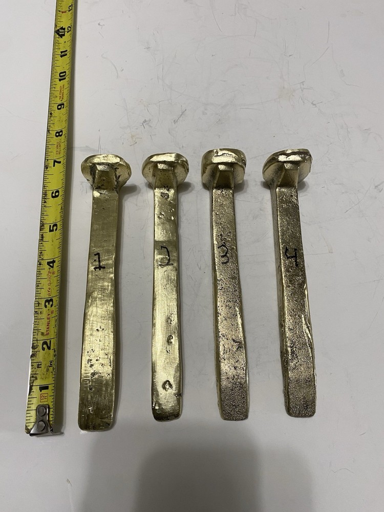 Hand Poured Solid Brass Railroad Spike Paper Weight, Decor, Art Project.